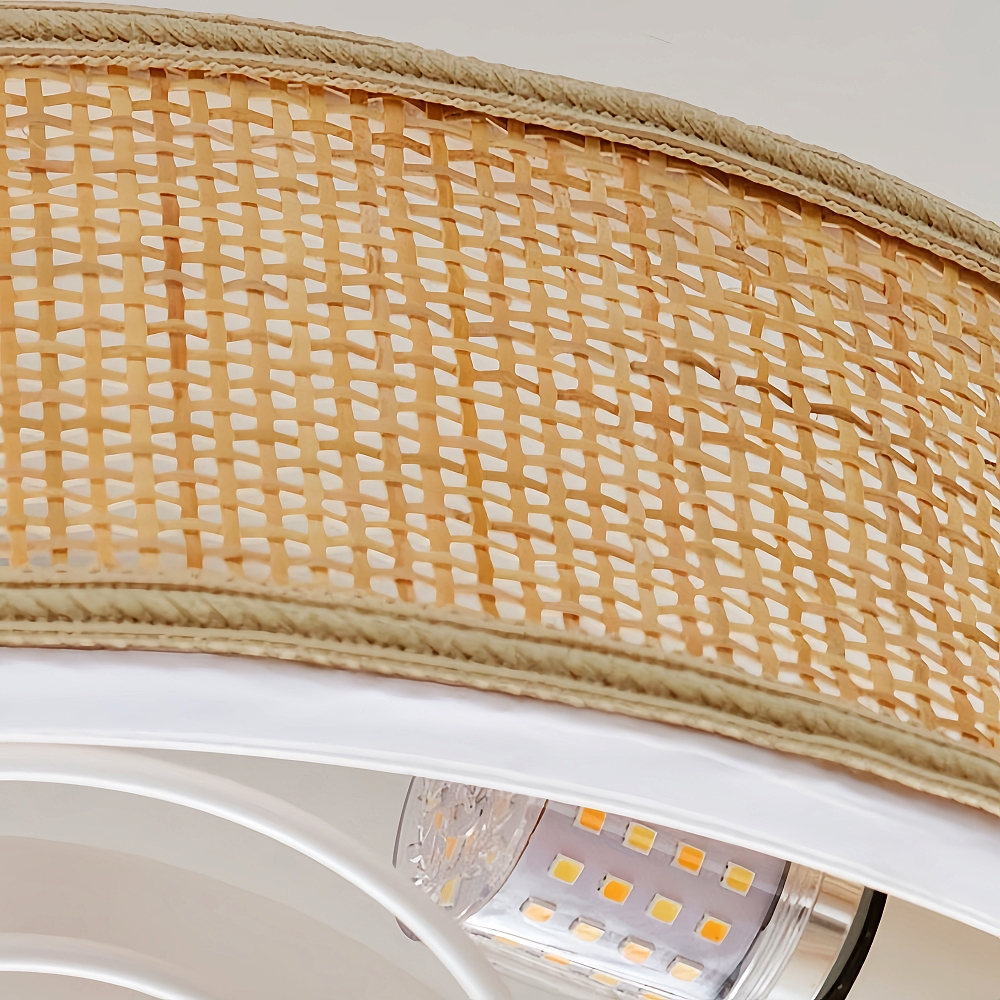 Japanese Retro Rattan Fan Ceiling Light