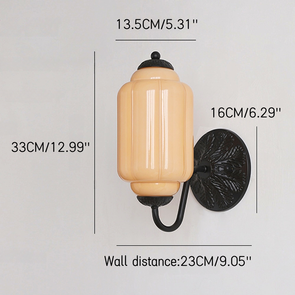 French Retro Copper Glass Wall Lamp Aisle Cream Style Light Fixture