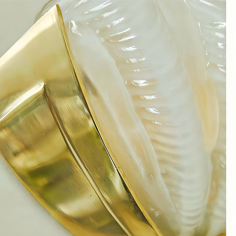 Brass Shell Glass Decorative Wall Lamp French Modern Living Room Bedroom Aisle Lighting Fixture