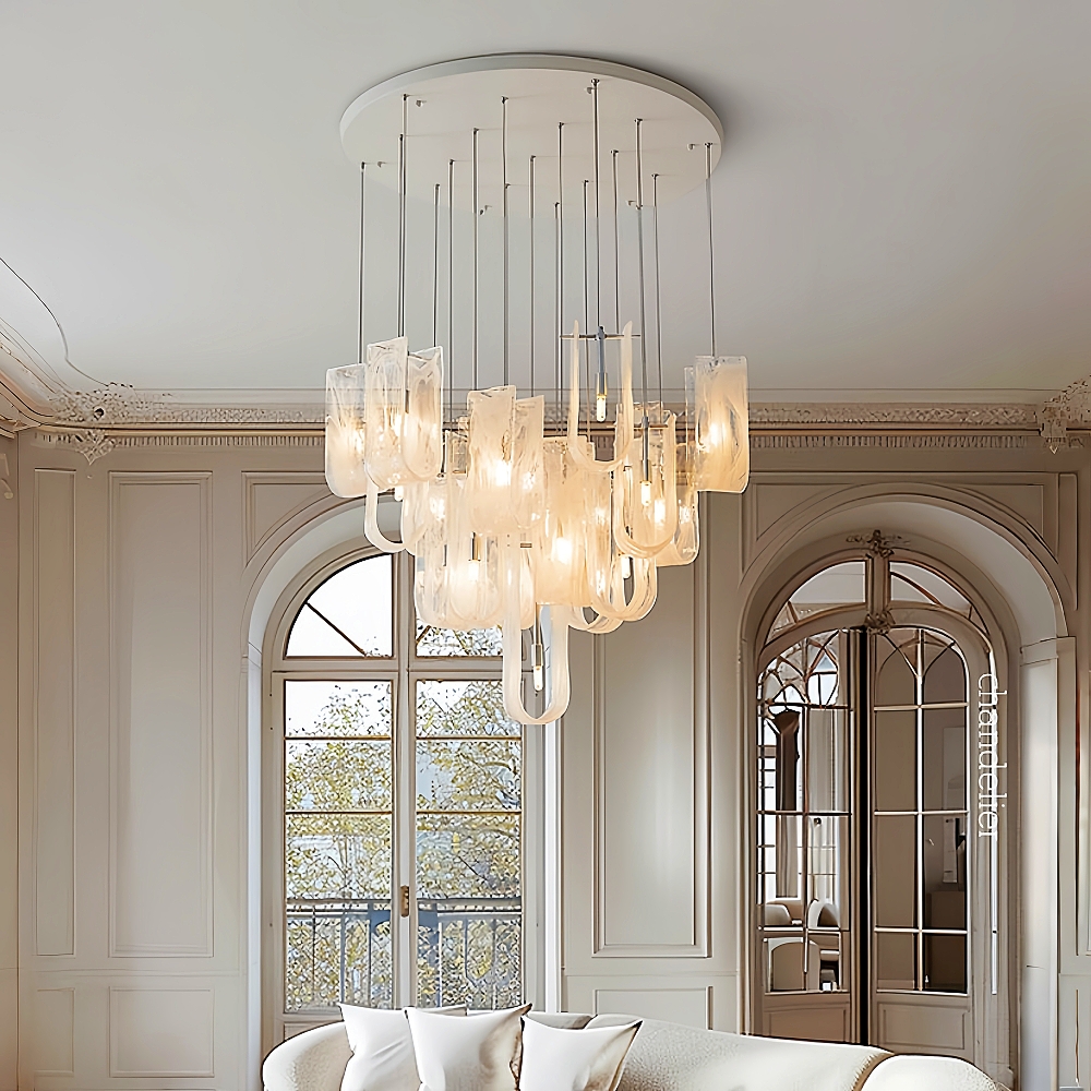 French Mist Glass Chandelier For Living Room And Bedroom