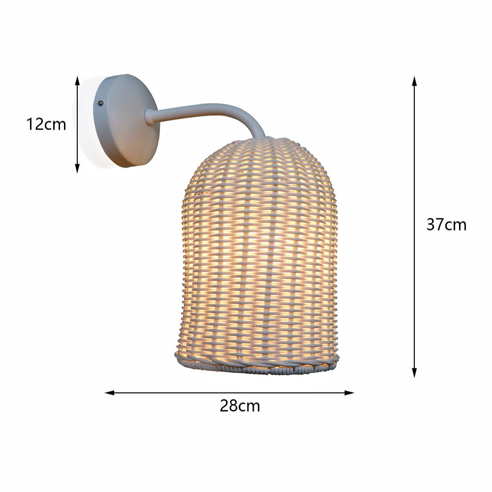 Woven Rattan Waterproof Outdoor Wall Lamp For Courtyard