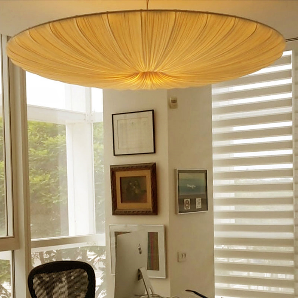 Japanese-Style Creative Fabric Ceiling Lamp - Disc-Shaped Pendant Lamp