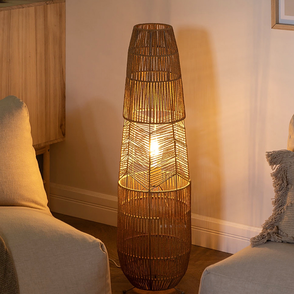 Wabi Sabi Style Handmade Woven Rope Woven Floor Lamp