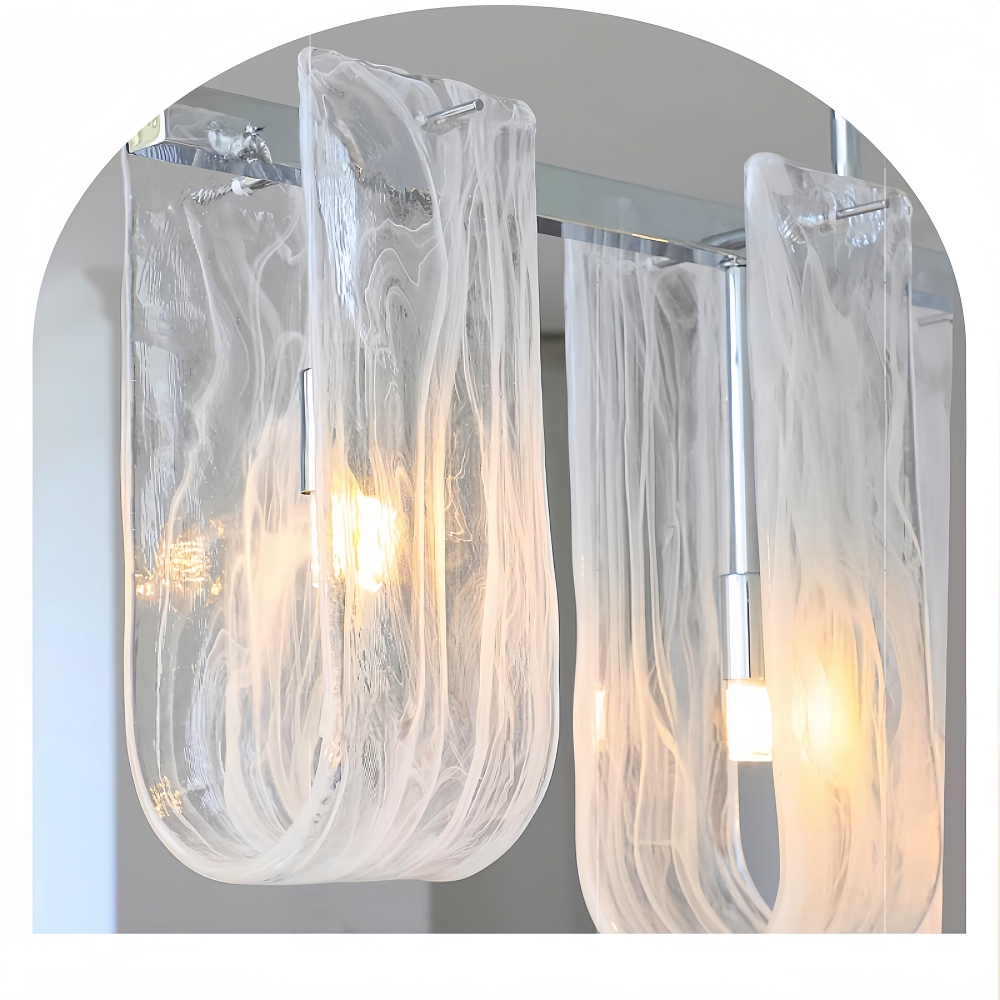 French style cloud glass restaurant pendant light island platform straight strip artistic light