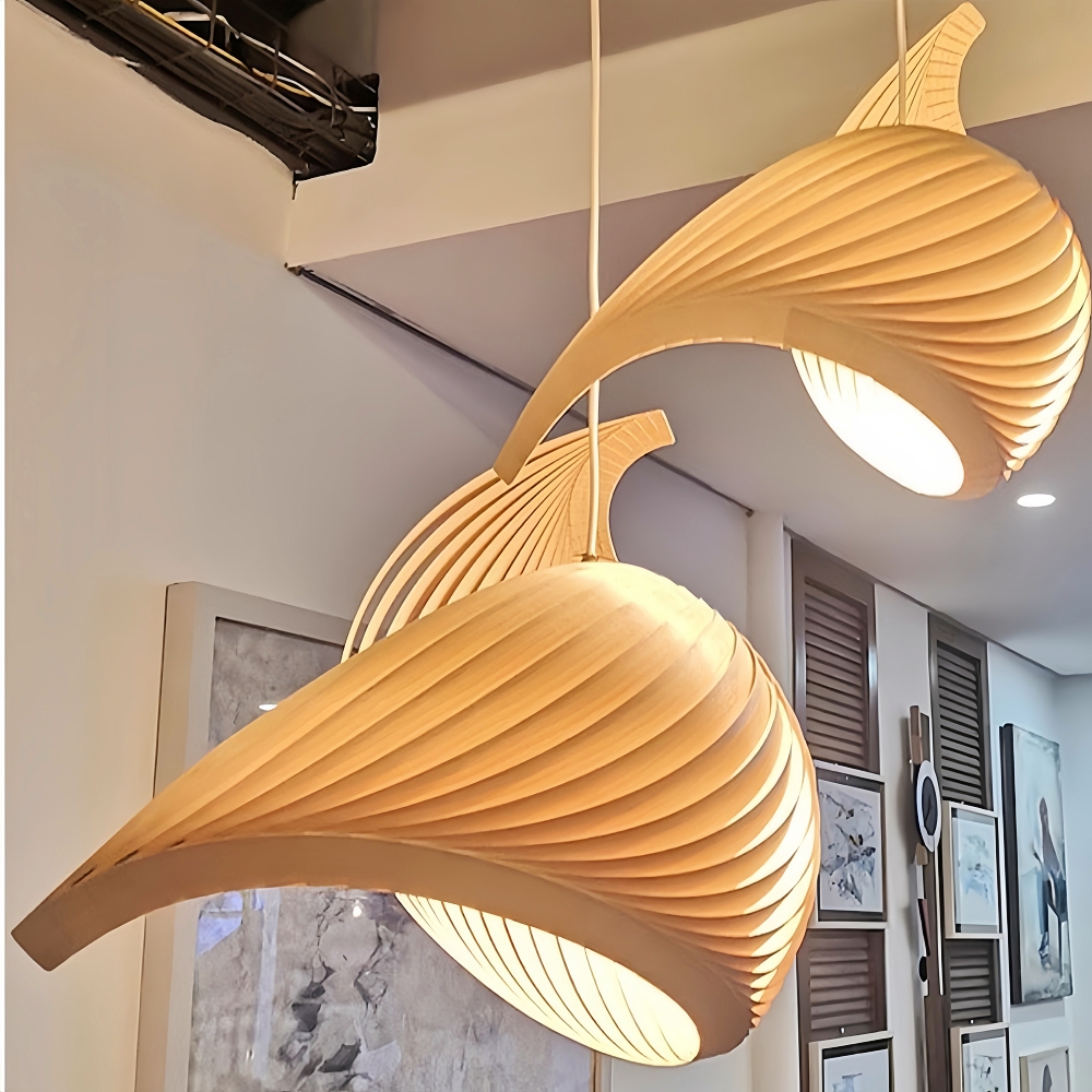 LOFT Japanese Conch Art Restaurant Wooden Pendant Light