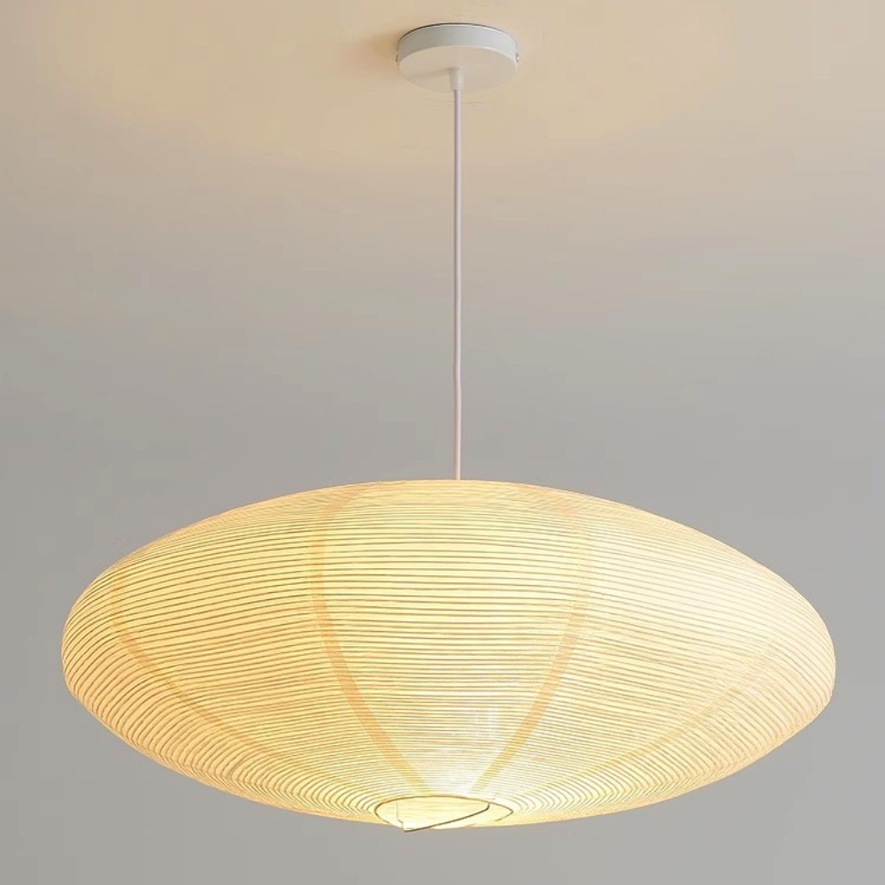 Japanese Wabi-Sabi Style Origami Disc-Shaped Pendant Light