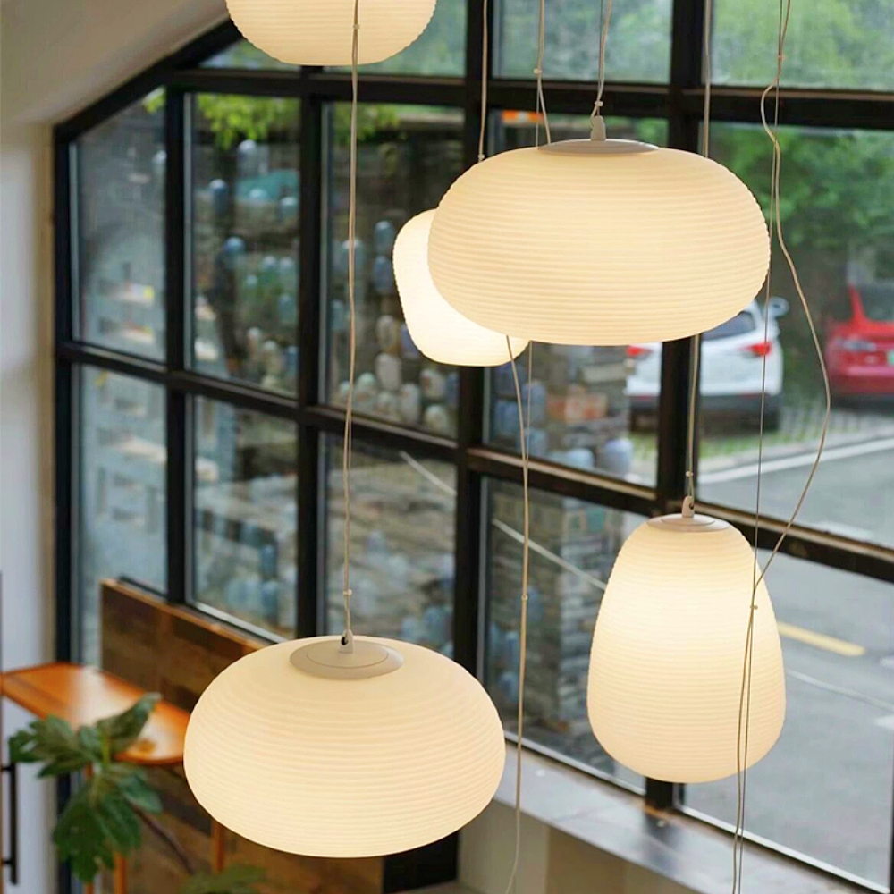 Danish Creative Cocoon Glass Chandelier Light Loft Duplex Staircase Glass Lighting Fixture