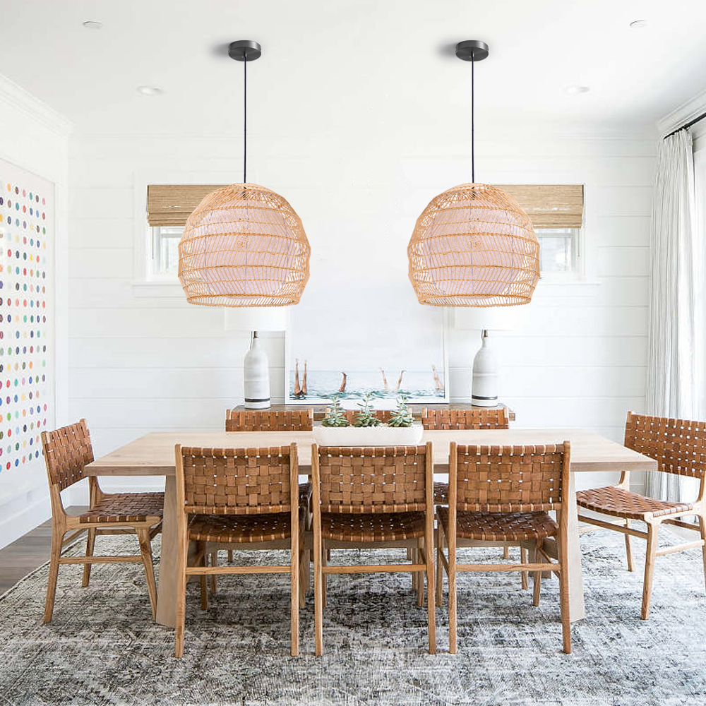 Bohemian coastal kitchen rattan pendant light dining room modern chandelier