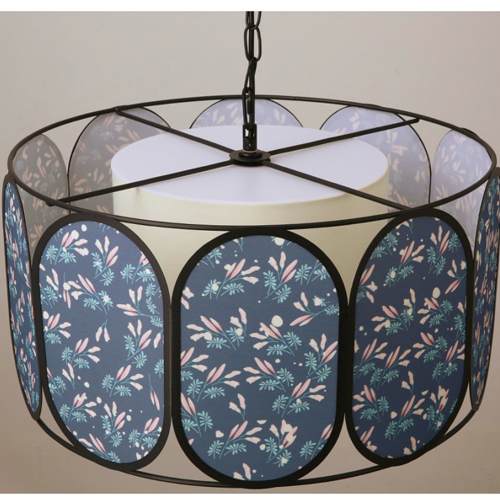 French Vintage Floral Fabric Pendant Light