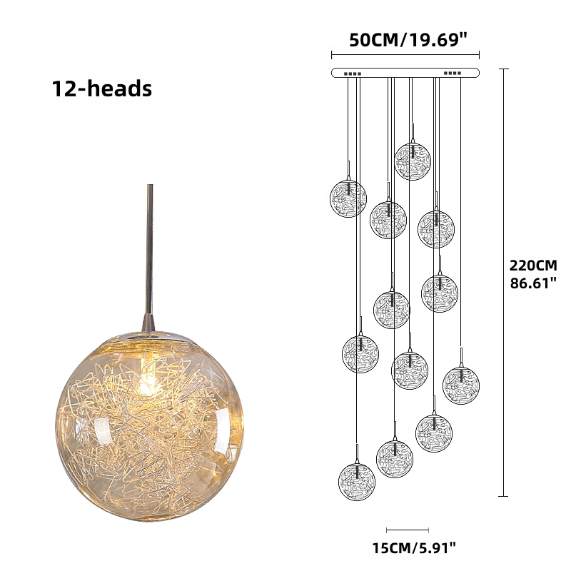 Villa Hollow Staircase Long Chandelier Modern Grand Foyer Lighting