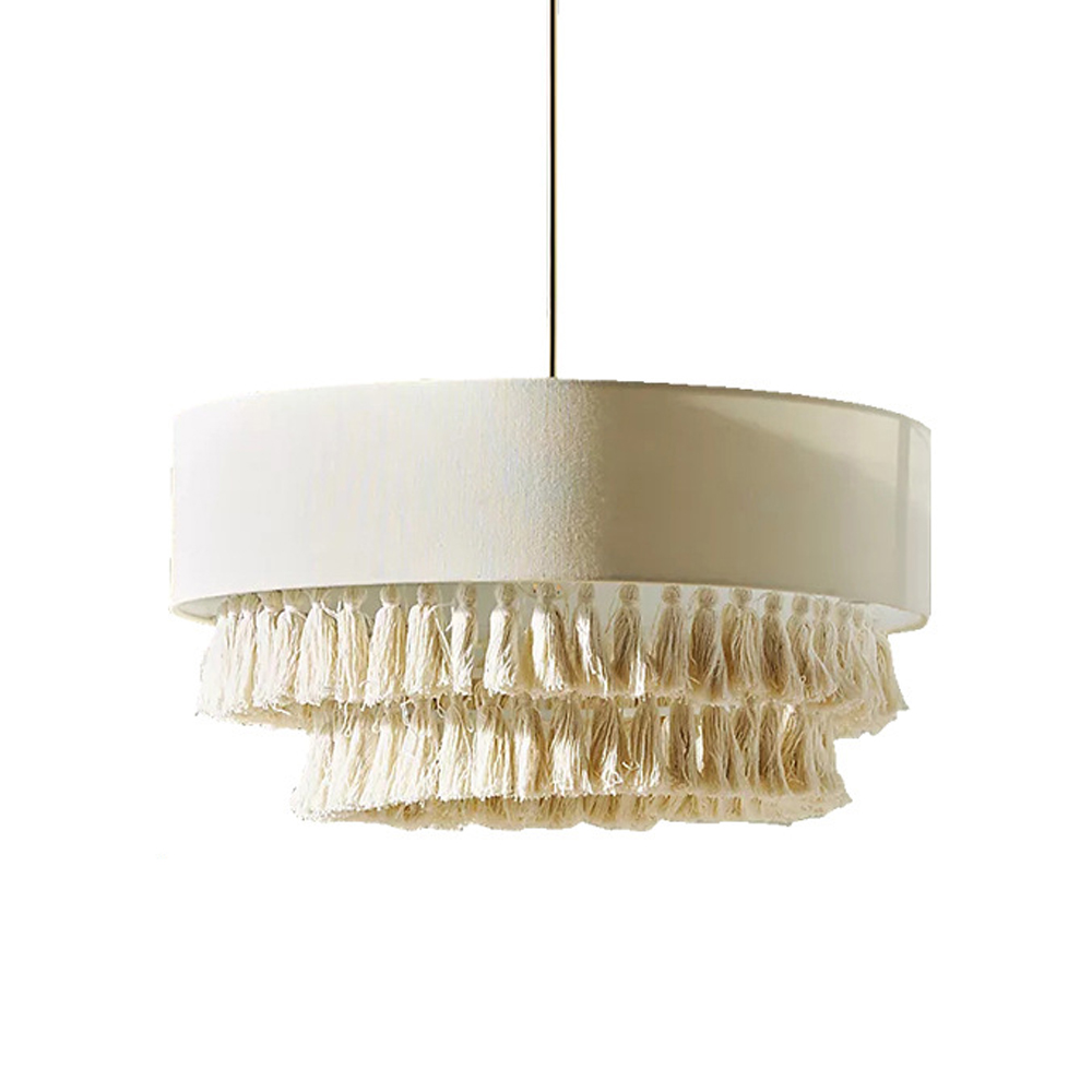 Bohemian Hemp Rope Tassel Chandelier Creative Bedroom Fabric Ceiling Lamp