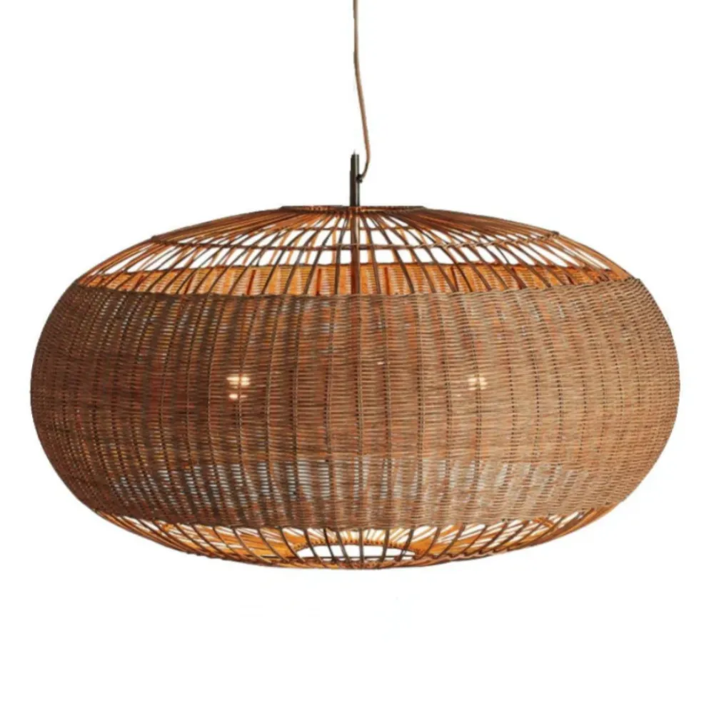 Vintage Japanese Wabi-Sabi Style Rattan Pendant Light