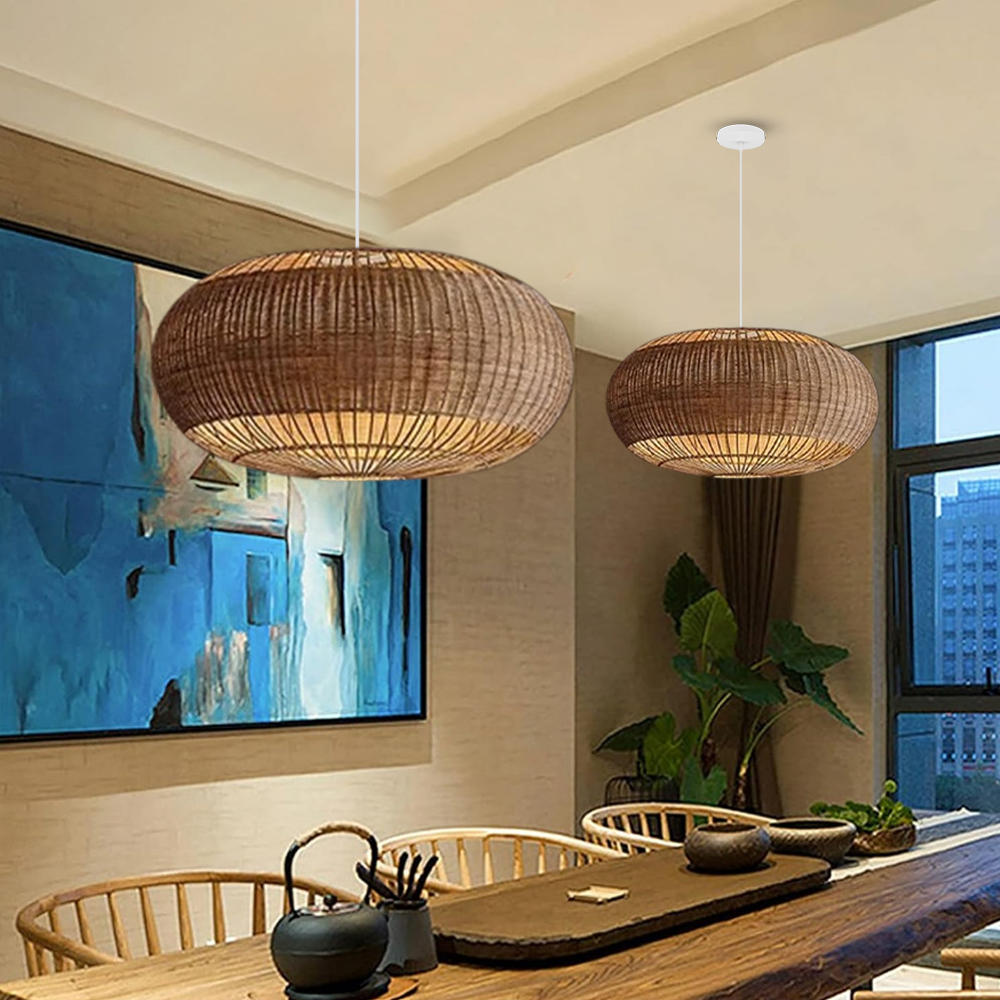 Eco-Friendly Rattan Pendant Light for Living Room Wabi-sabi Style