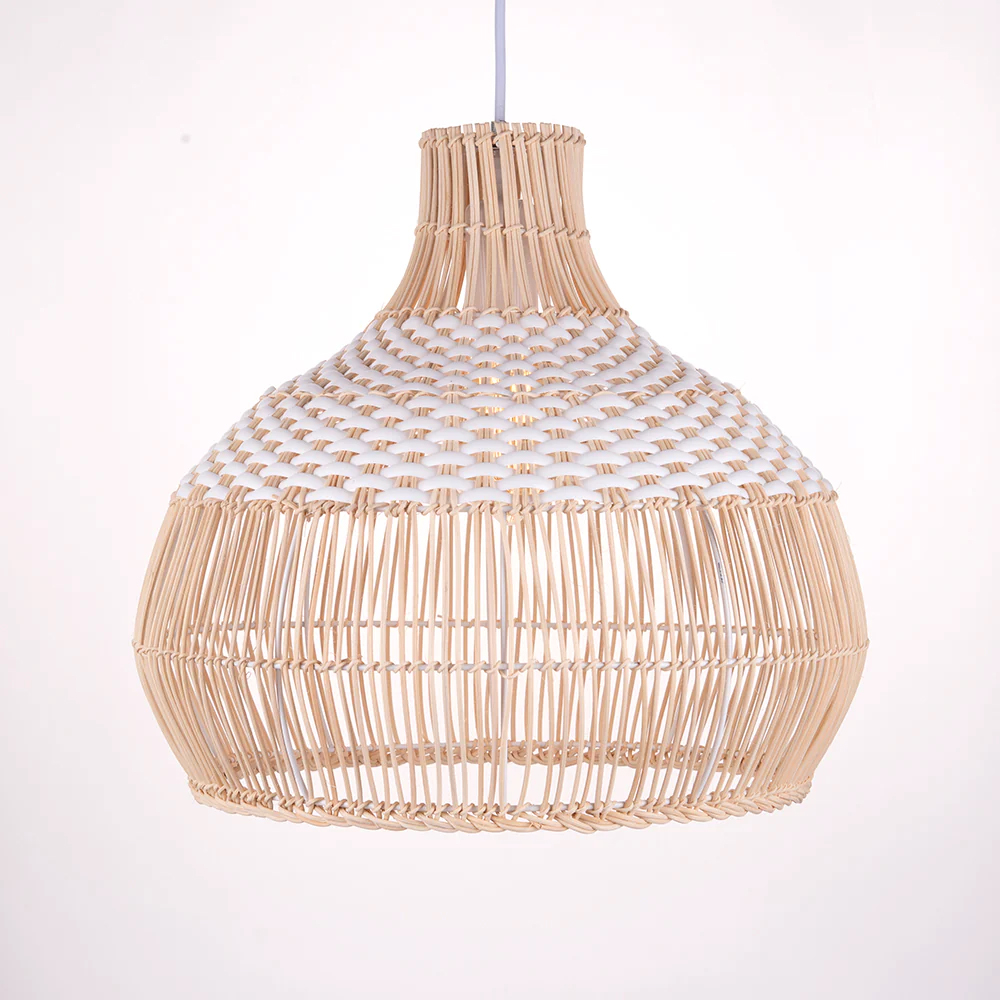 White Rattan Pendant Light Woven Rattan Lampshade