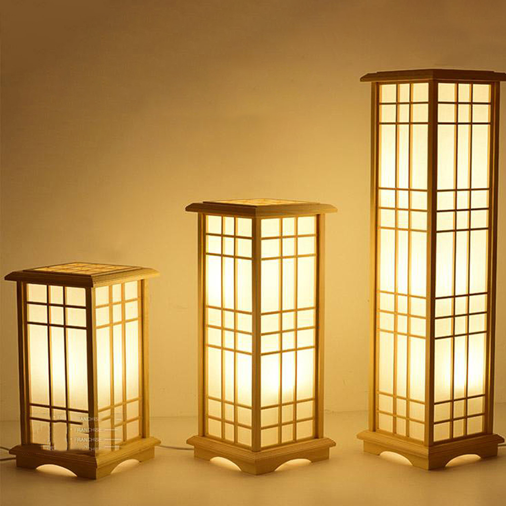 Japanese Floor Lamp Wood Tatami Table Lamp For Bedroom