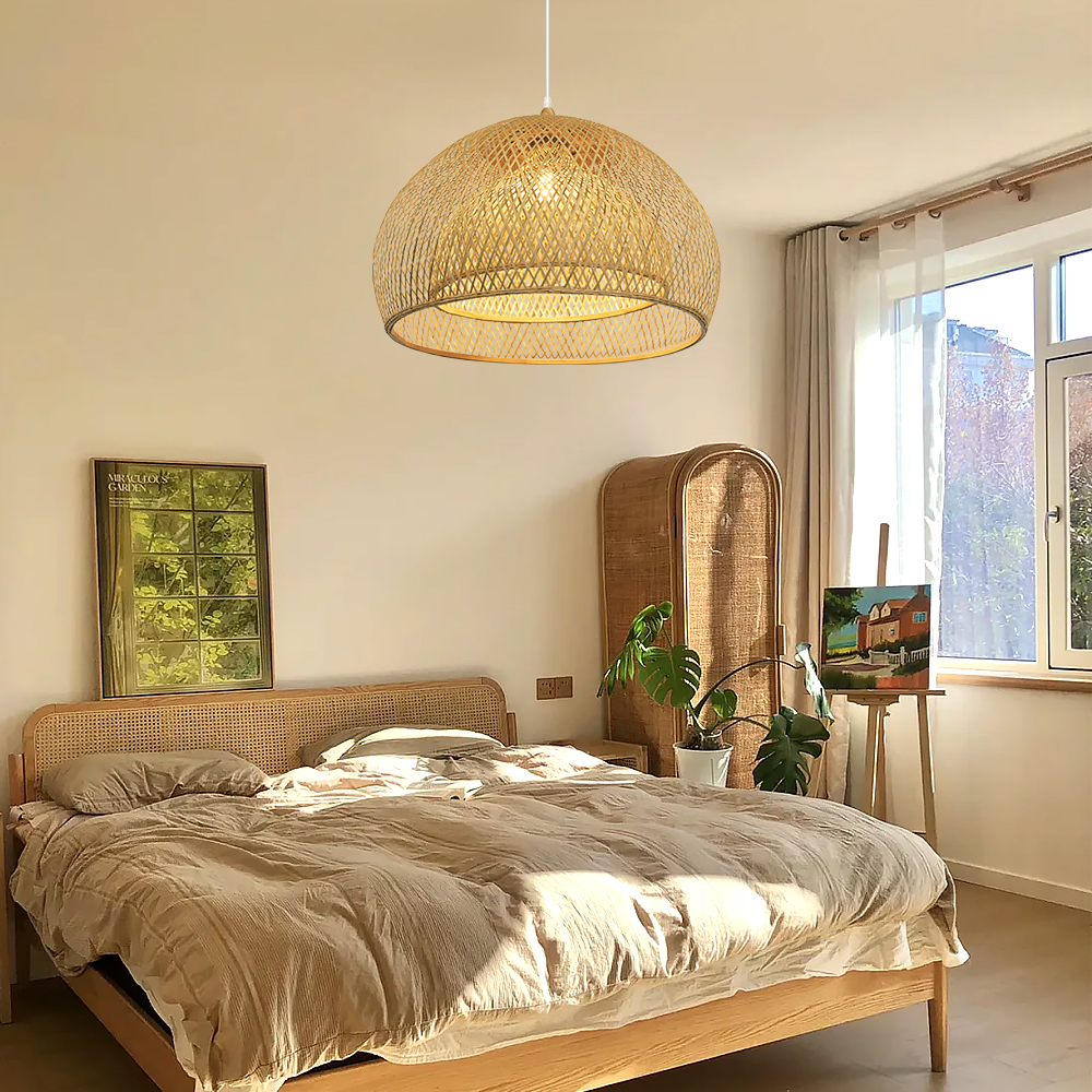 Handmade 2-Layer Bamboo Pendant Light Sustainable Ceiling Light Shades