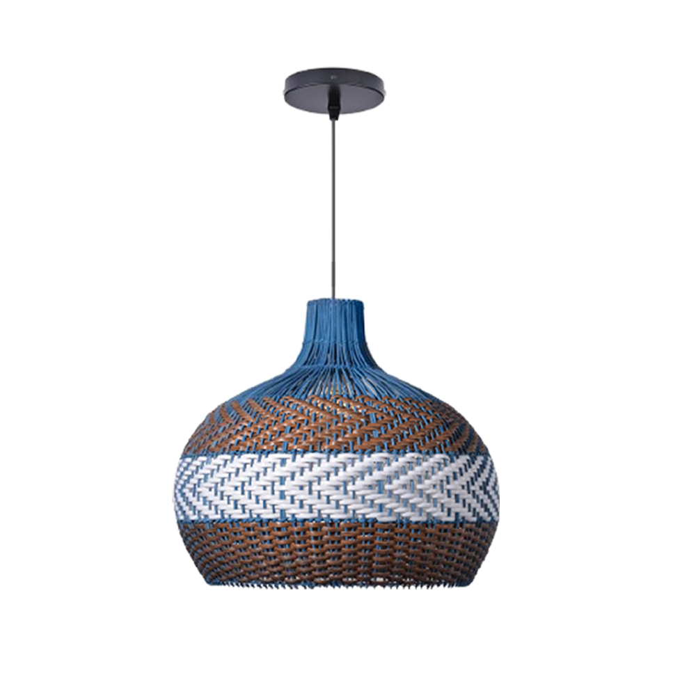 Azure Blue Rattan Pendant Light Minimalist Home decor Lighting