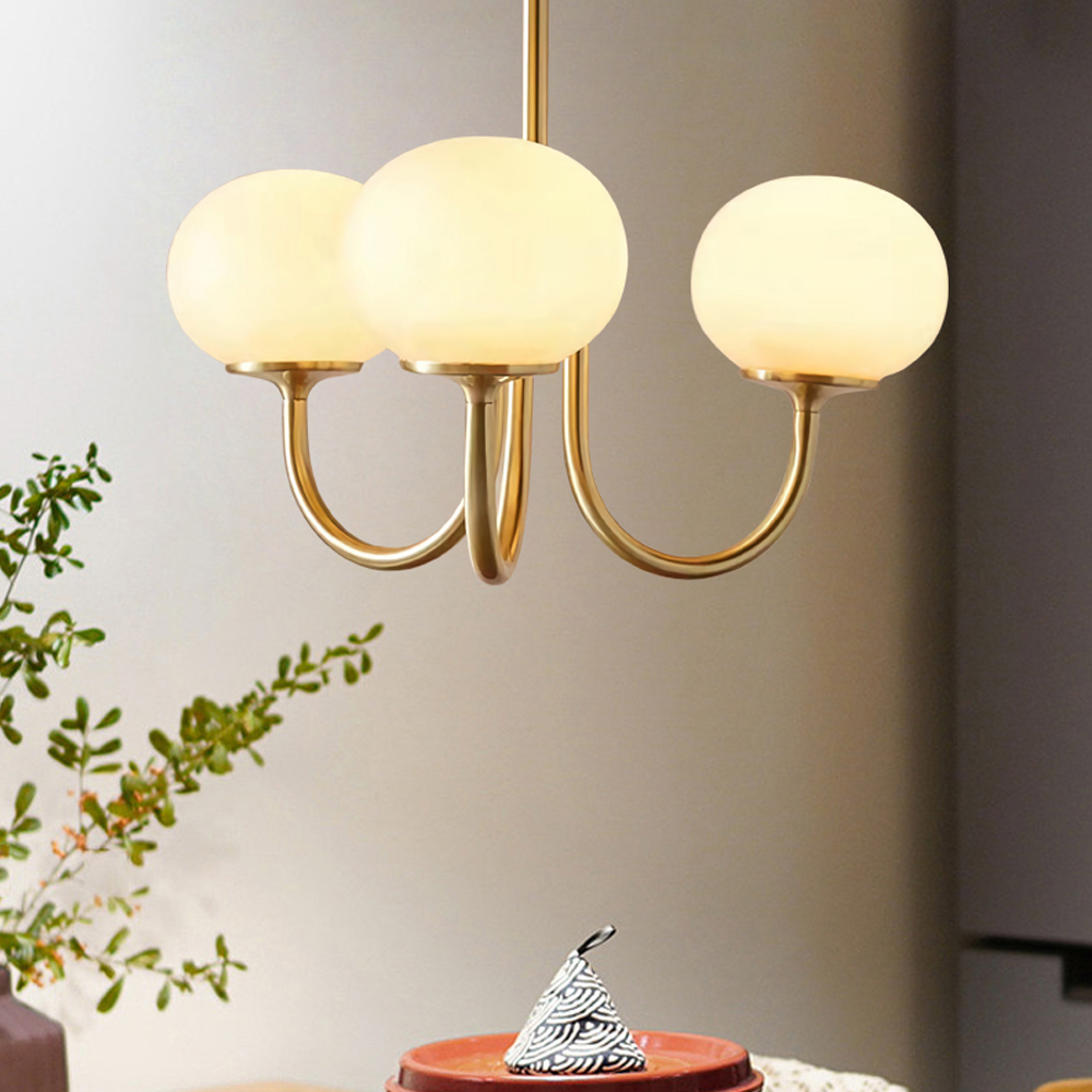 Bauhaus Living Room Chandelier Luxury Cream Pink Glass Pendant Light