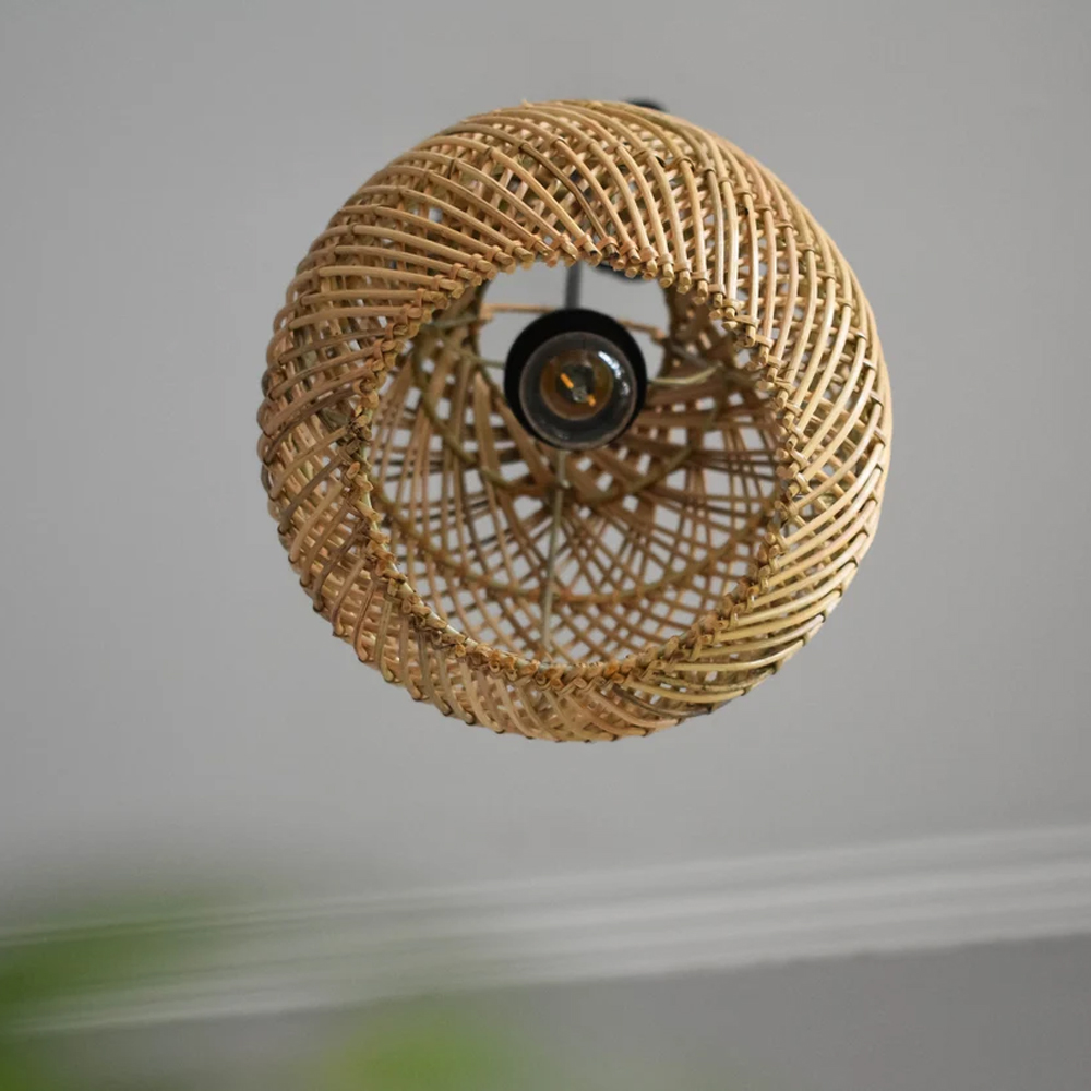 Boho Kitchen Lighting Fixture Unique Handmade Rattan Pendant Lamp Shade