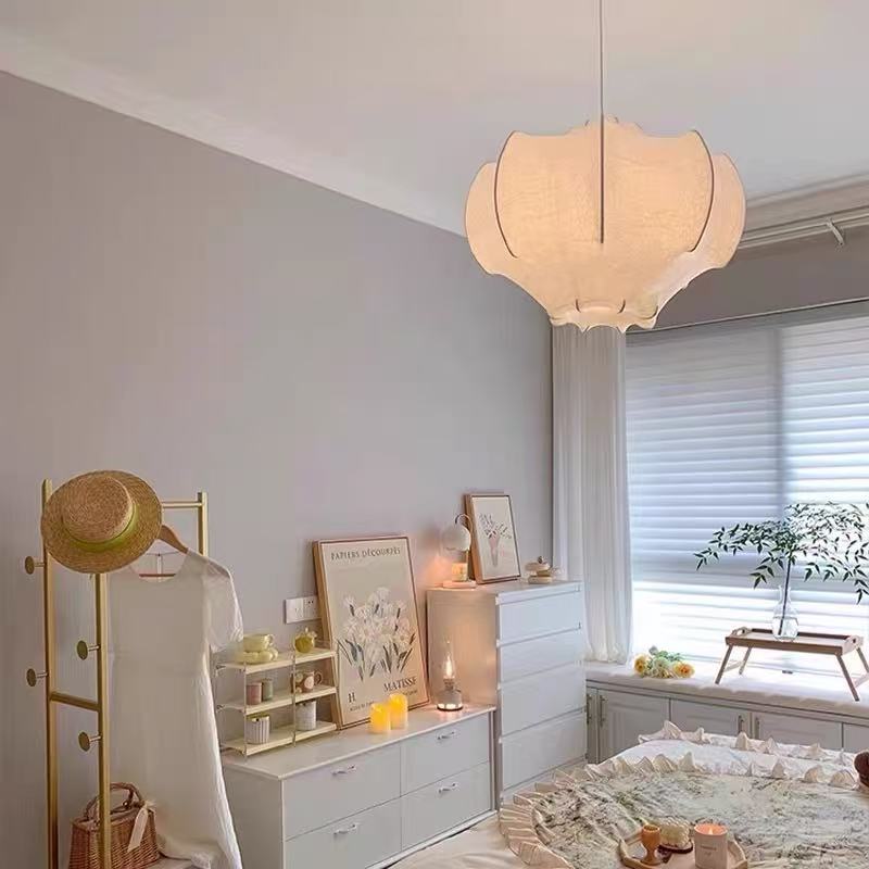 Retro Wabi-sabi Style Dining Room Hanging Lamp Art Imitation Silk Chandelier
