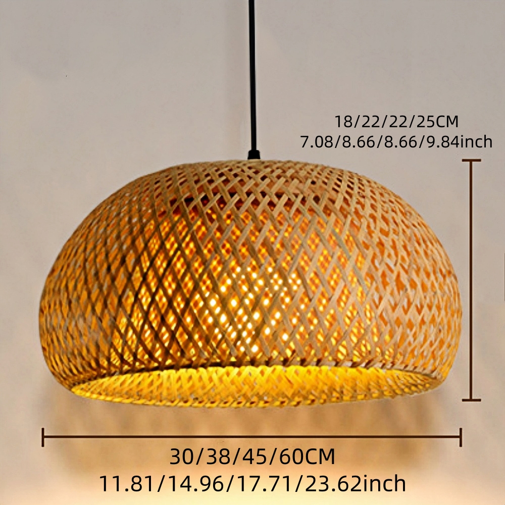 Rural Style Handmade Woven Double-Layer Bamboo Pendant Light And Ceiling Light