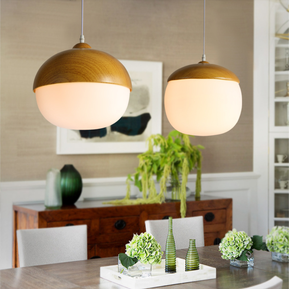 Creative imitation wood grain nut glass chandelier