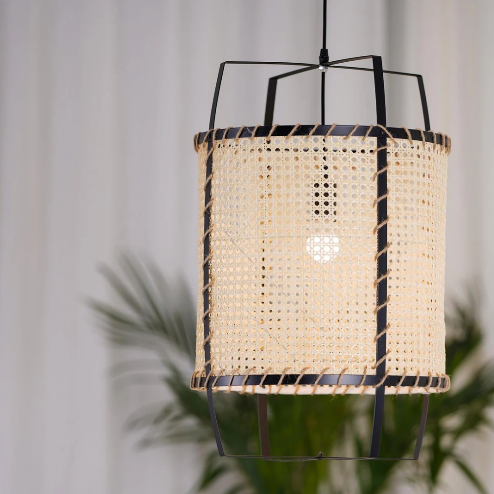 Wabi-Sabi Style Rattan Cane Pendant Light