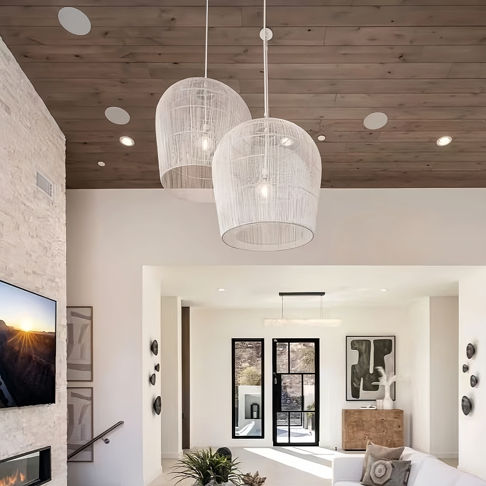  Wooden style natural rattan handmade woven chandelier