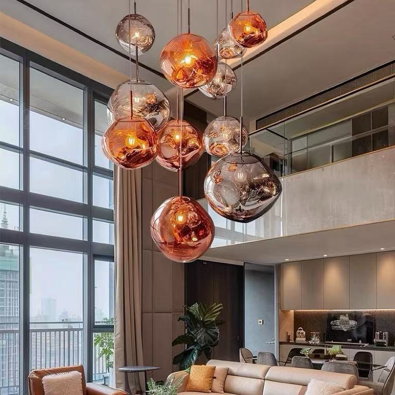 Designer Lava Chandelier Luxury Loft Stairwell Living Room Pendant Light