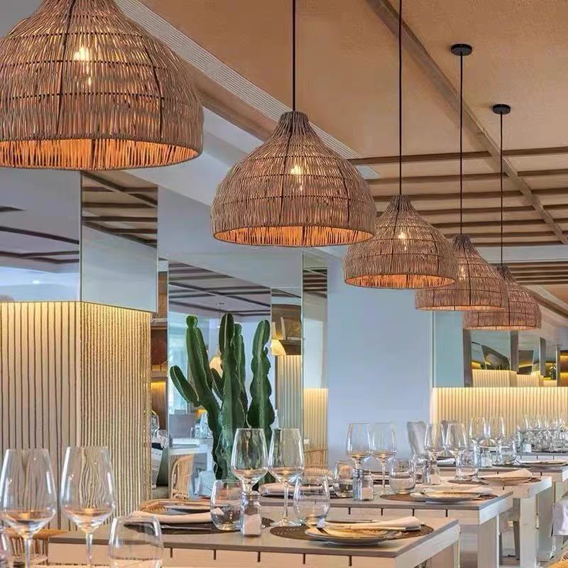 Wabi-sabi Rattan Pendant Light Duplex Loft Chandelier