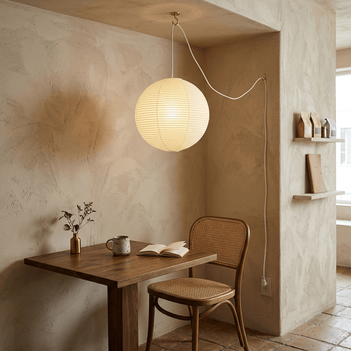 Japanese Simple Wabi-Sabi Ball Chandelier Inspired Paper Hanging Light