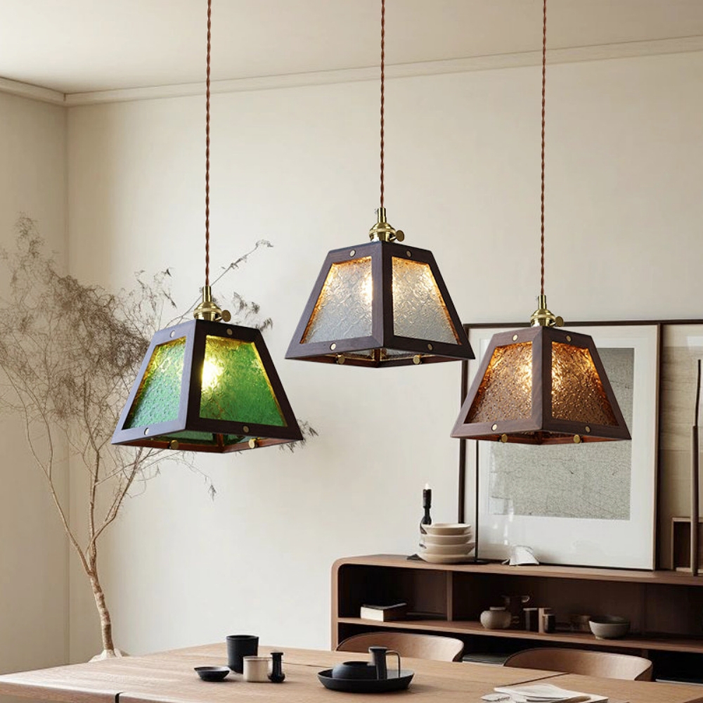 Vintage Etched Glass Pendant Lamp Cozy Bedroom Bedside Lighting