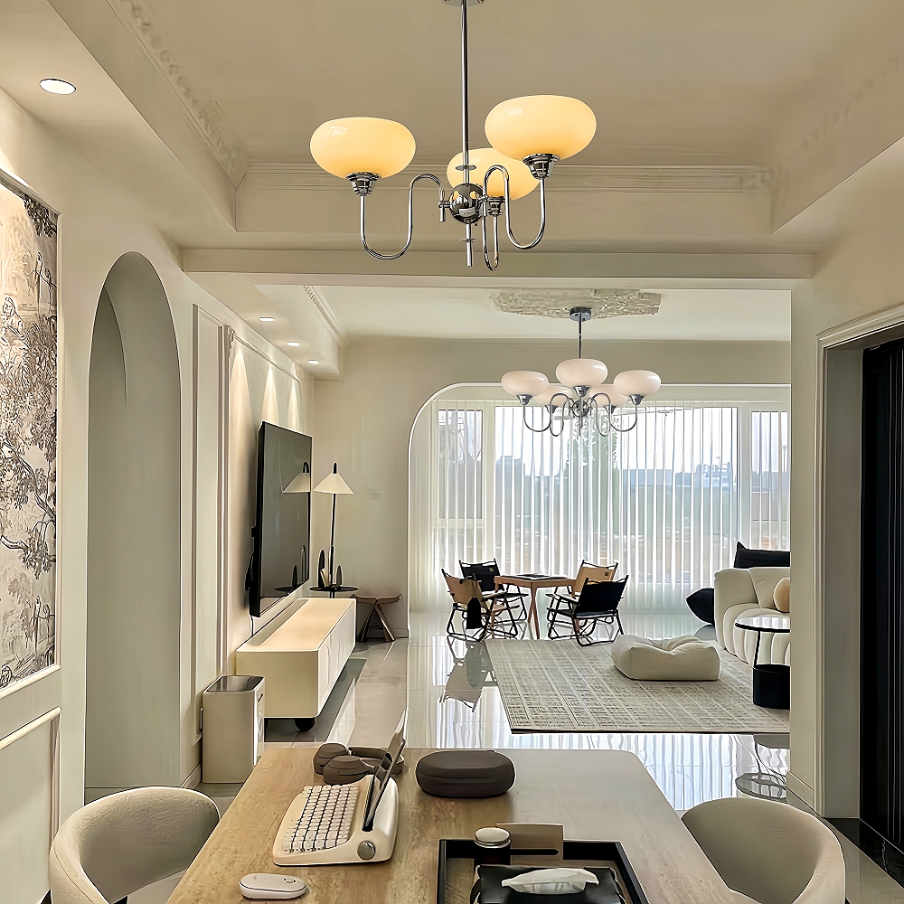 Bubble Creamy Persimmon Glass Chandelier