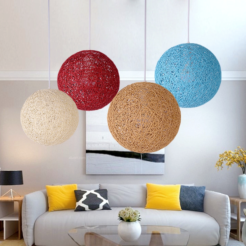 Creative handmade woven colorful rattan woven personalized circular chandelier