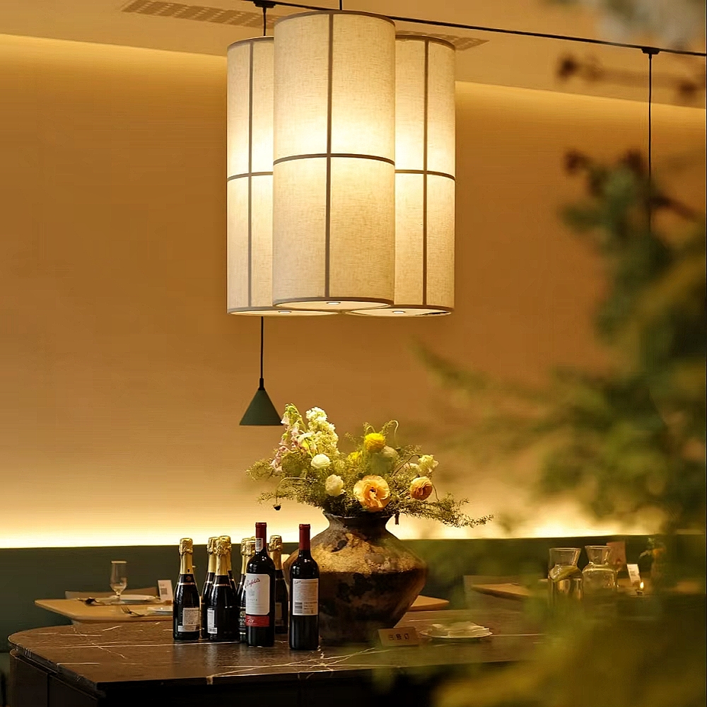 Japanese Wabi Sabi Style Retro Minimalist Study Room Tea Room Fabric Pendant Light