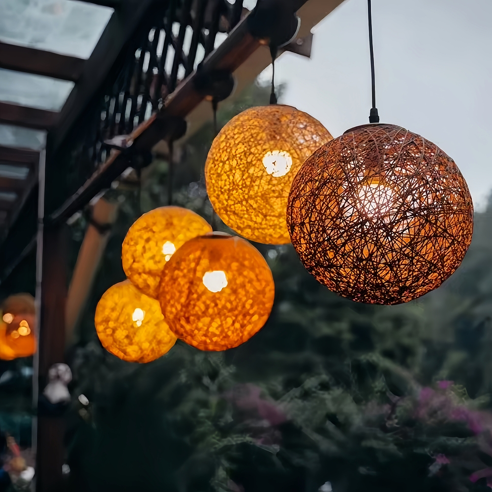 Creative Handmade Woven Colorful Rattan Woven Personalized Circular Chandelier