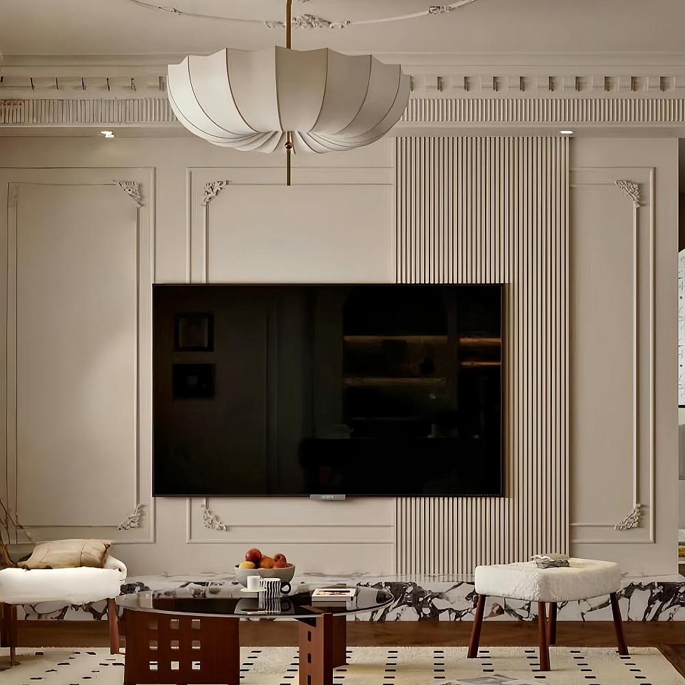 Nordic Medieval Fabric Pendant Lamp French Hotel Living Room Chandelier