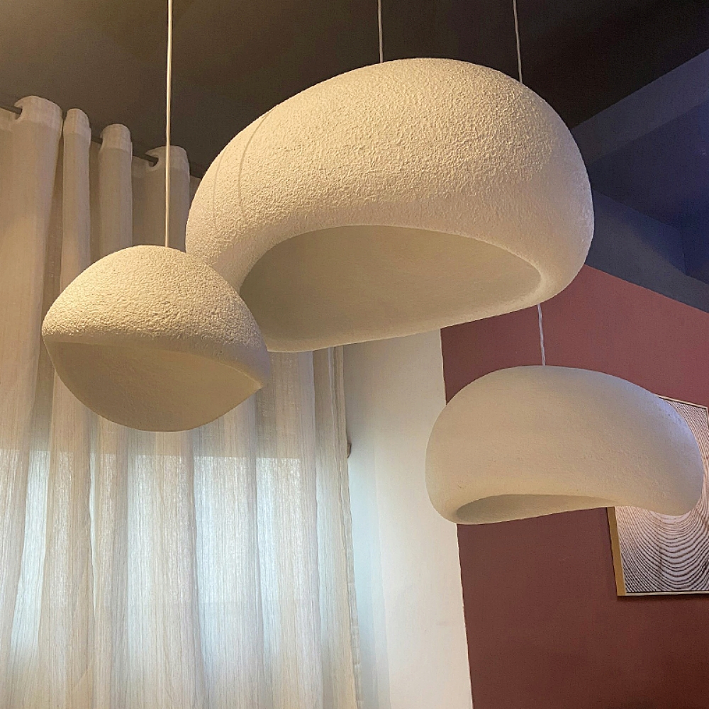 Nordic Japandi Living Room Handmade Oval Resin Chandelier Lamp