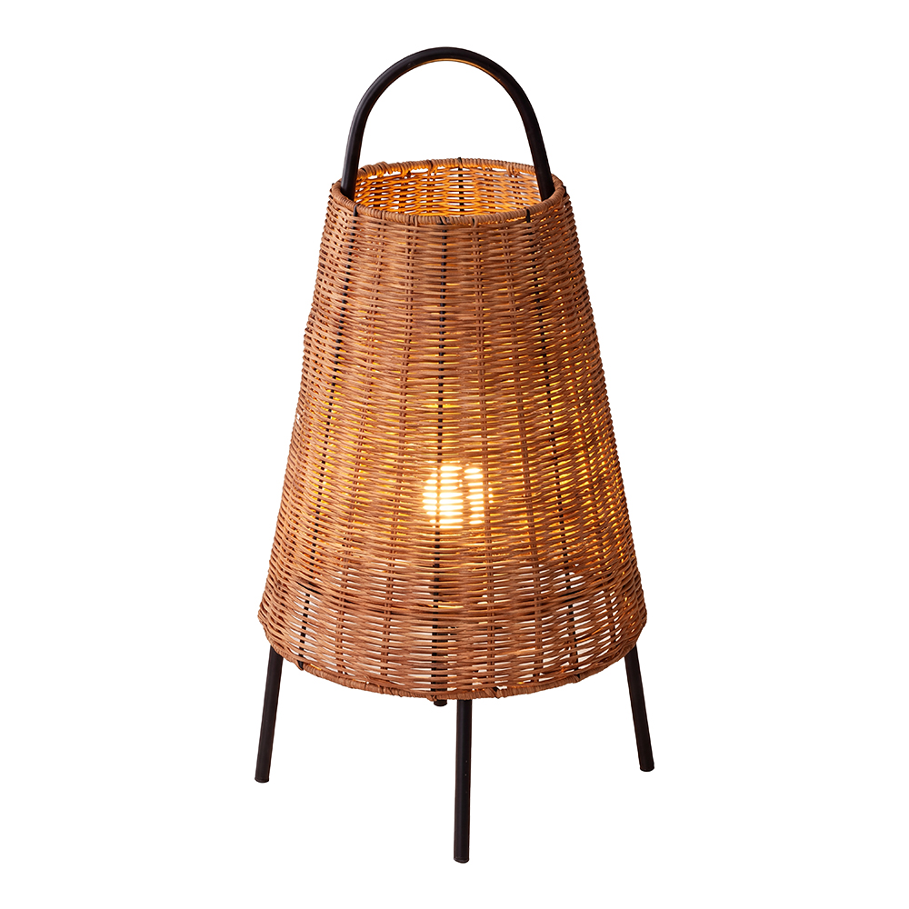 Wabi-Sabi Coastal Rattan Table Lamp Organic Bedside Light