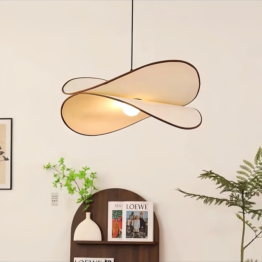 Japanese Wabi Sabi Style Bedroom Creative Potato Chip Shaped Fabric Pendant Light