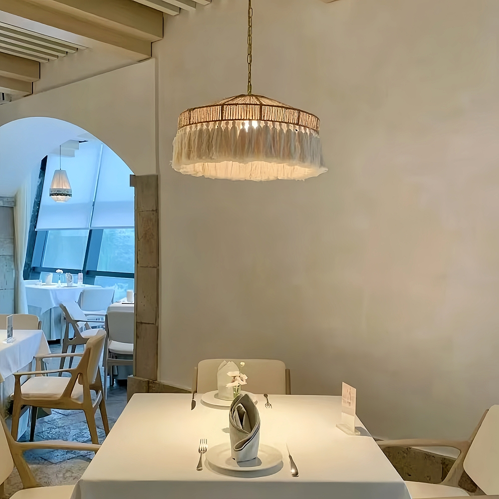  Bohemian Retro Hemp Rope Tassel Pendant Light Creative Bedroom Master Light