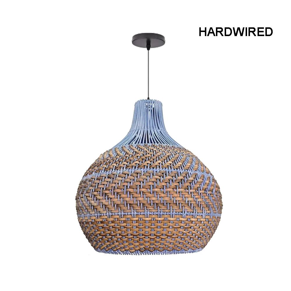 Coastal Kitchen Island Rattan Chandelier Dining Room Wicker Woven Pendant Light