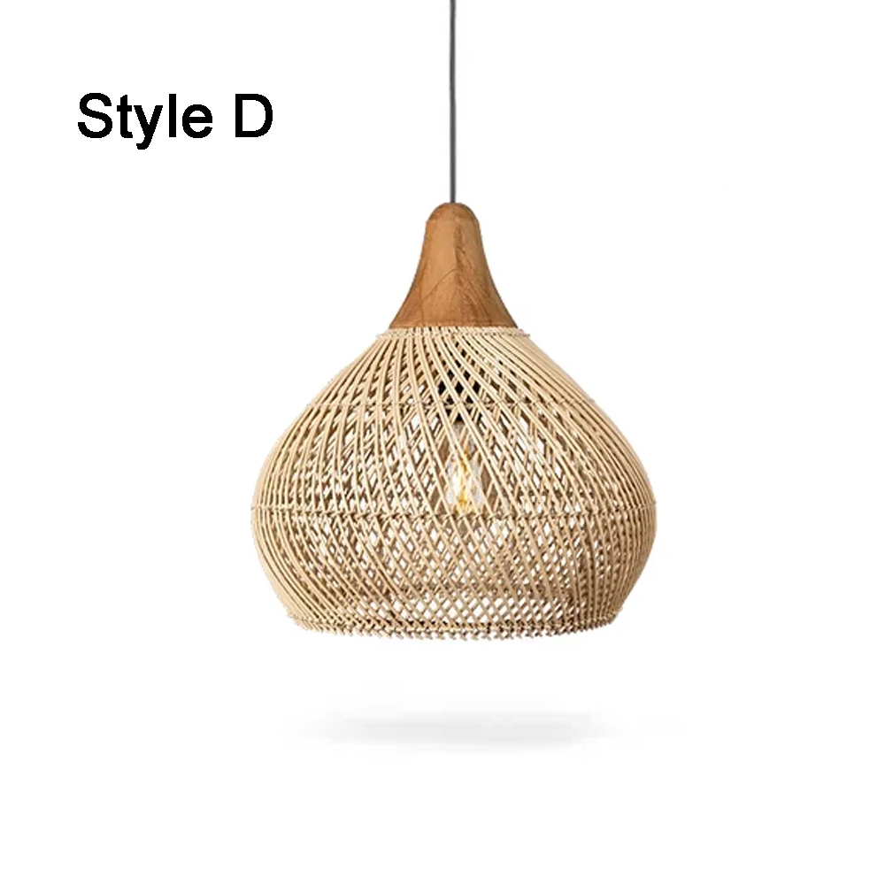 Rattan Pendant Light Wabi Sabi Style Retro Dining Room Chandelier
