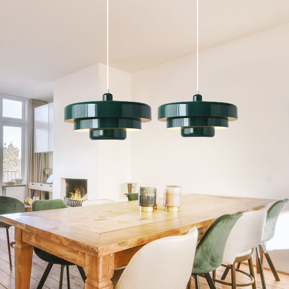 Classic Orange Metal Pendant Light Mid-Century Modern Green Bauhaus Mini Chandelier