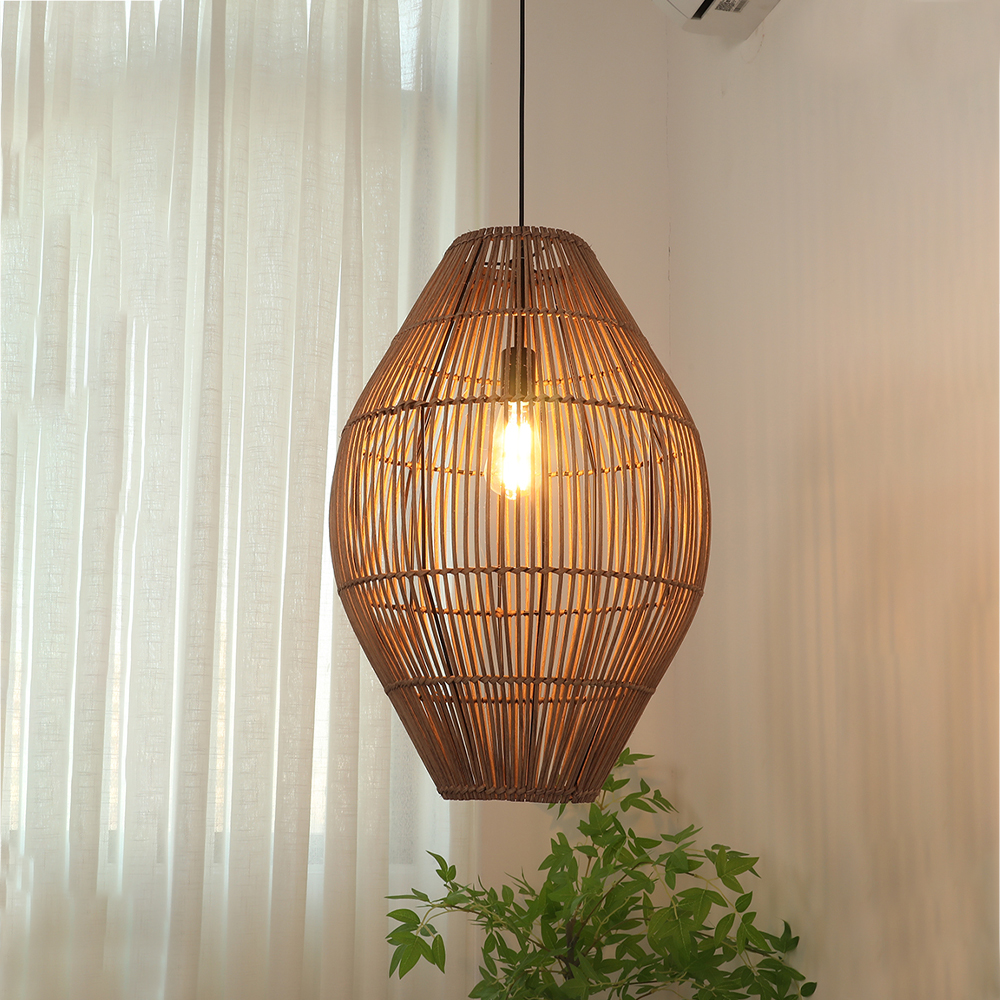 Wabi-sabi Retro Rattan Chandelier Living Room Restaurant Ancient Pendant Lamp