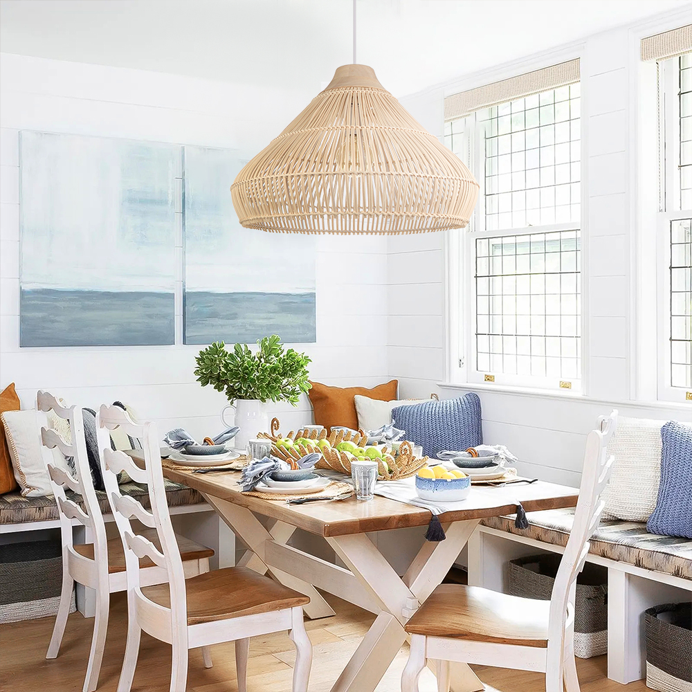 Bohemia rattan pendant light handmade ceiling light fixture for dining room kitchen