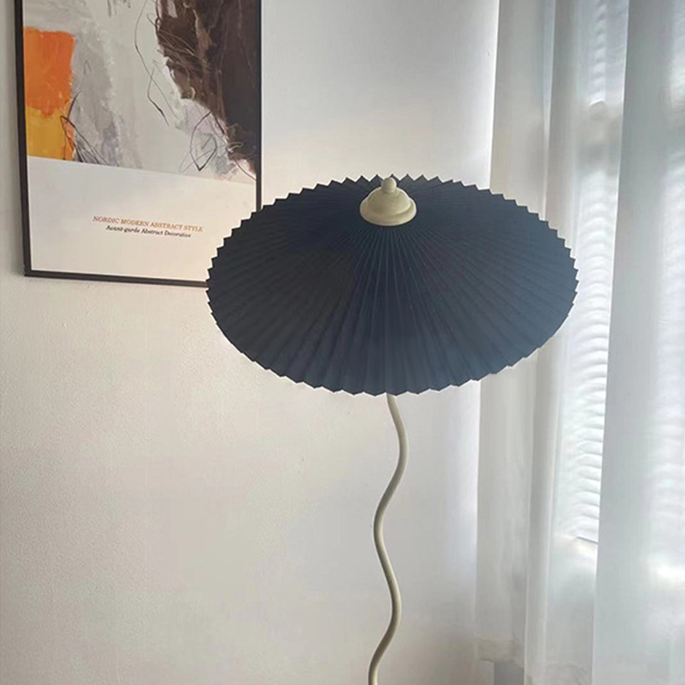 Vintage Pleated S-shaped Floor Lamp Designer Art Fabric Standing Lamps