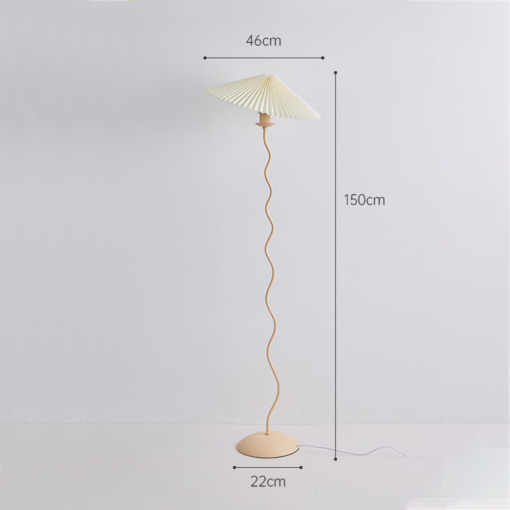 Vintage Pleated S-shaped Floor Lamp Designer Art Fabric Standing Lamps