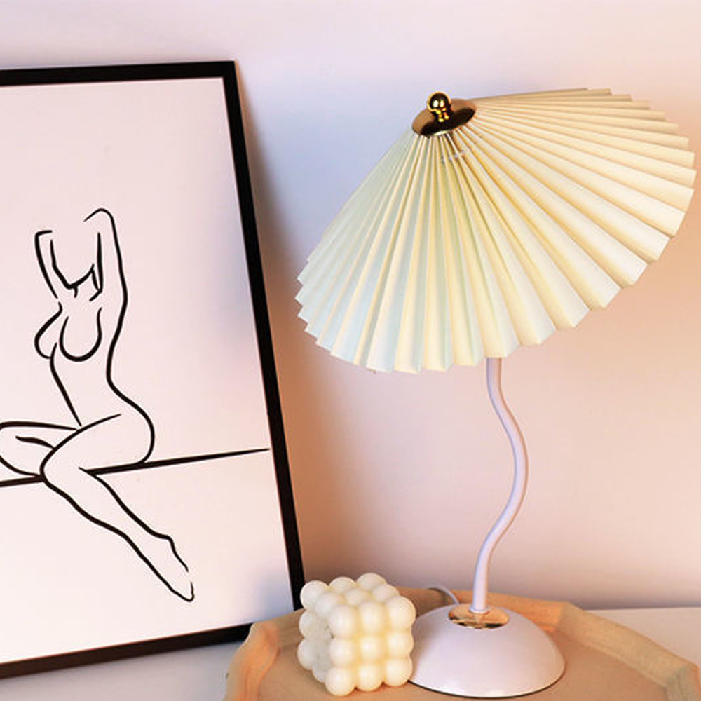 Nordic Simple Fabric Table Lamp Household Pleated Night Light