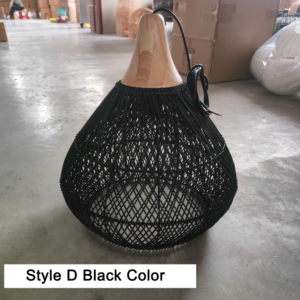 Unique Rattan Pendant Light Wabi Sabi Handmade Wooden Rattan Lamp Fixture